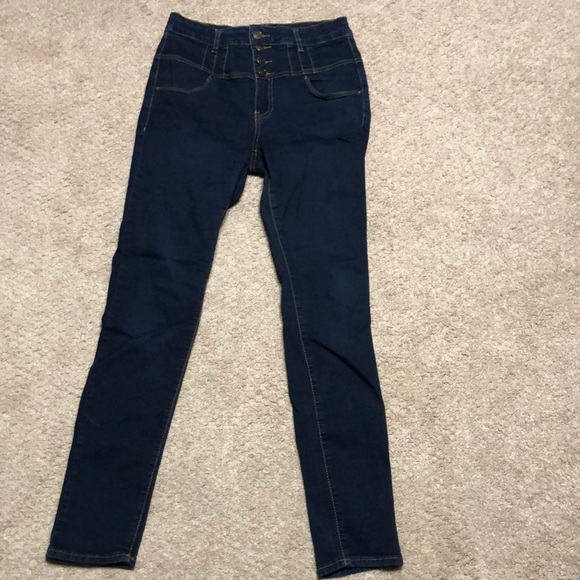 Size 9 high waisted denim jeans with 3 button - Picture 1 of 4